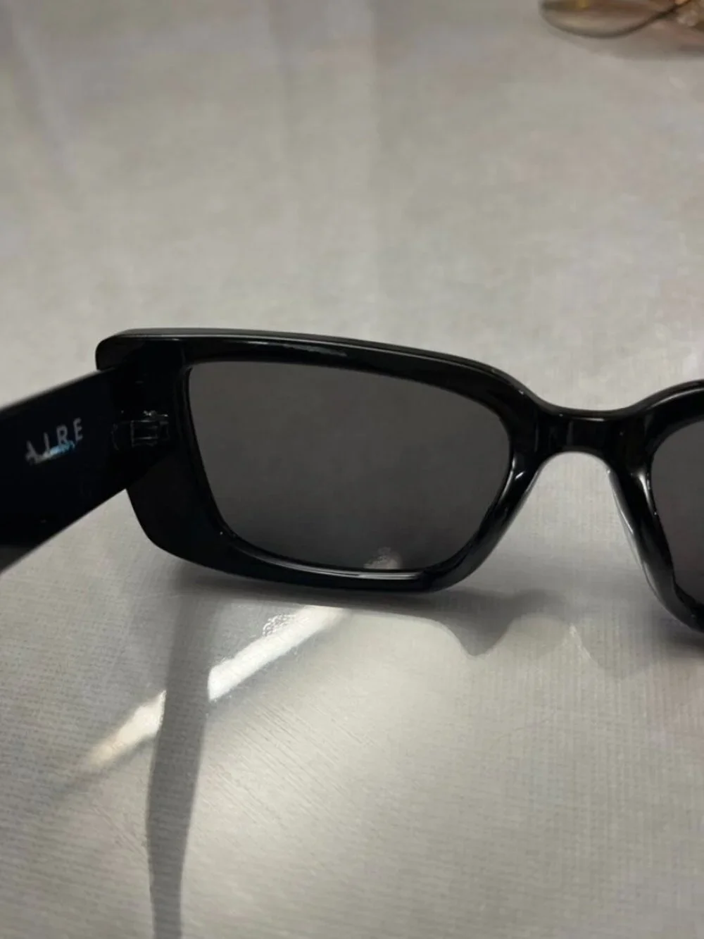AIRE Novae Rectangular Sunglasses Black Frame Smoke Lens Slim